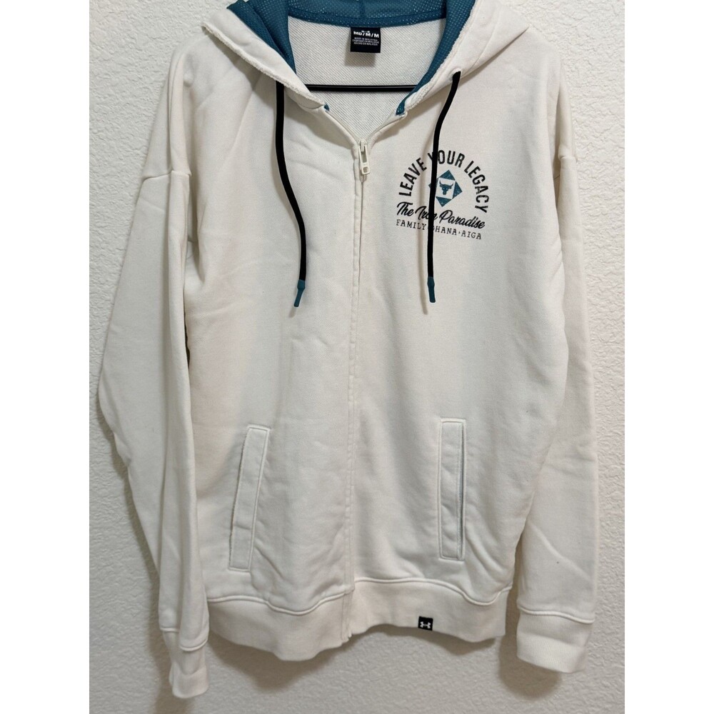 Under Armour Cream Heavyweight Full Zip Hoodie Leave Your Legacy M The Rock